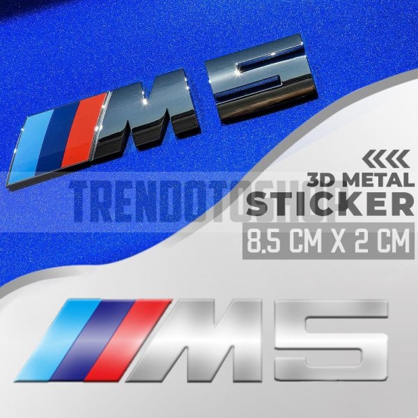 Bmw M5 Gümüş Renk Paslanmaz Metal Arma Sticker Yapışkanlı