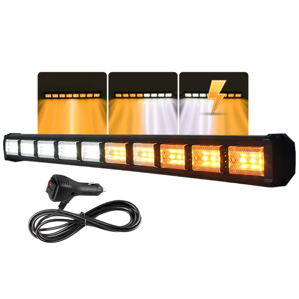 Cama Çakar Beyaz Turuncu Led Flaş Çakmaklık Girişli 85 CM 19 Mod Araç İçi Ön Arka Panel Araç Dışı Tepe Izgara Acil İkaz Sinyal Uyarı Yönlendirme Spot DRL Gece Gündüz Çalışan Lamba