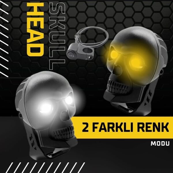 Skull Head Özel Tasarım Motosiklet Sis Lambası (Açma Kapama Gidonlu)