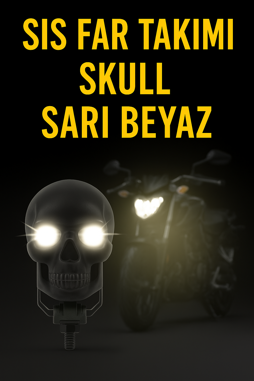 Skull Head Özel Tasarım Motosiklet Sis Lambası