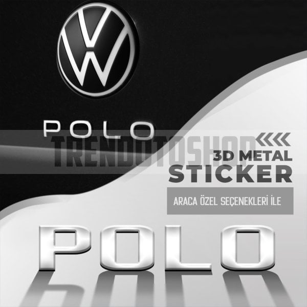 Volkswagen Polo Yeni Tip Bagaj Yazısı Logo Amblem 3D Sticker Beyaz