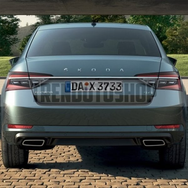 Skoda Yeni Tip Bagaj Yazısı Logo Amblem 3D Sticker Beyaz