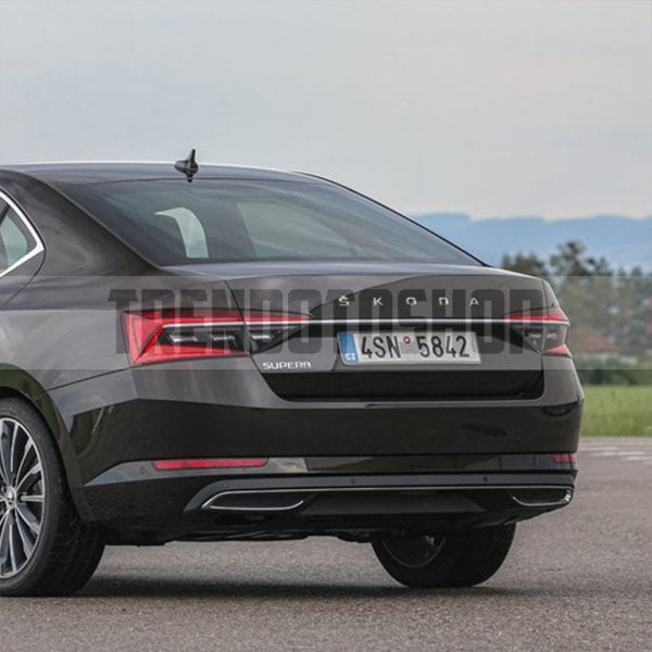 Skoda Yeni Tip Bagaj Yazısı Logo Amblem 3D Sticker Beyaz