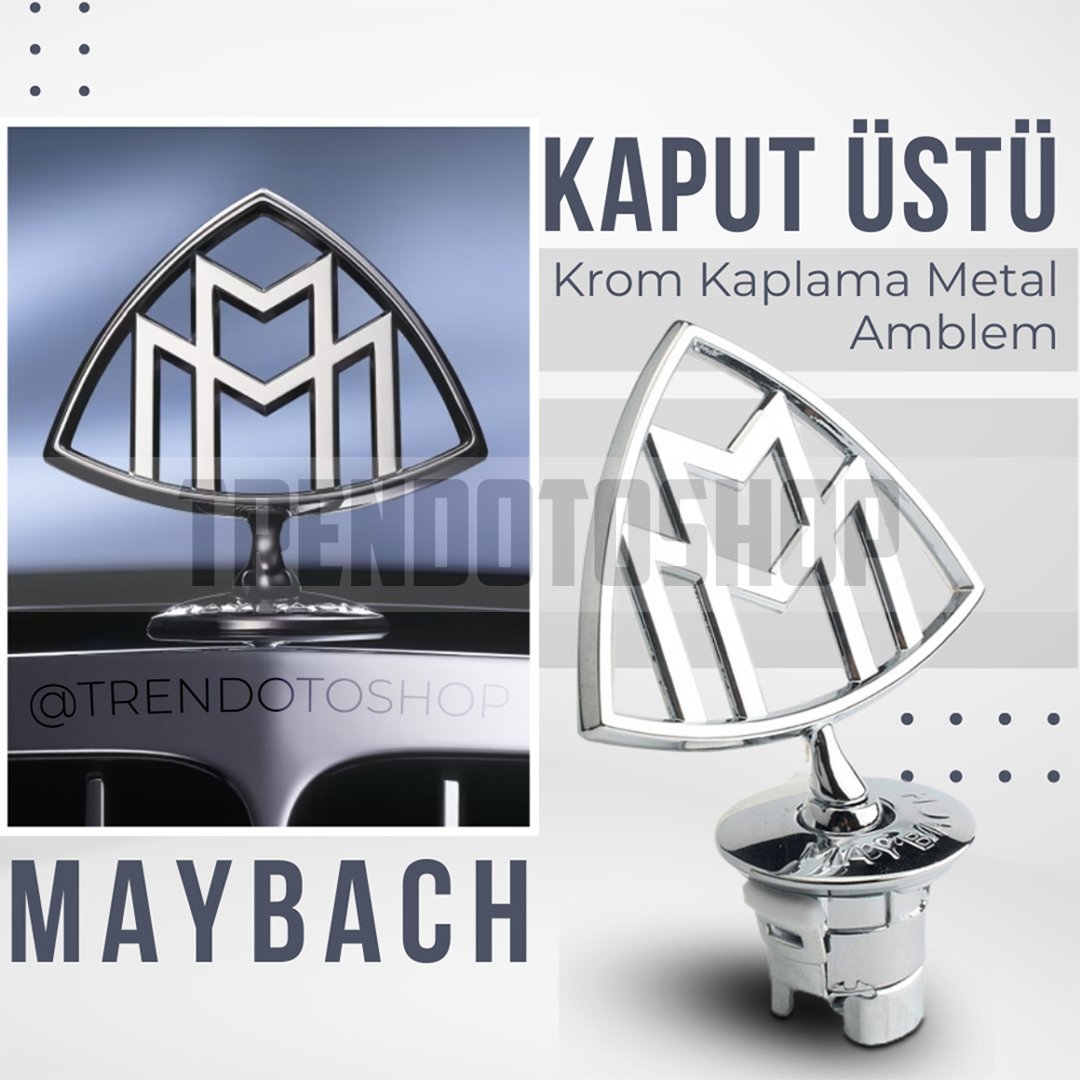 Maybach Krom Kaplama Ön Kaput Amblemi Metal Arma Rozet