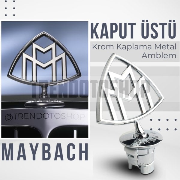 Maybach Krom Kaplama Ön Kaput Amblemi Metal Arma Rozet
