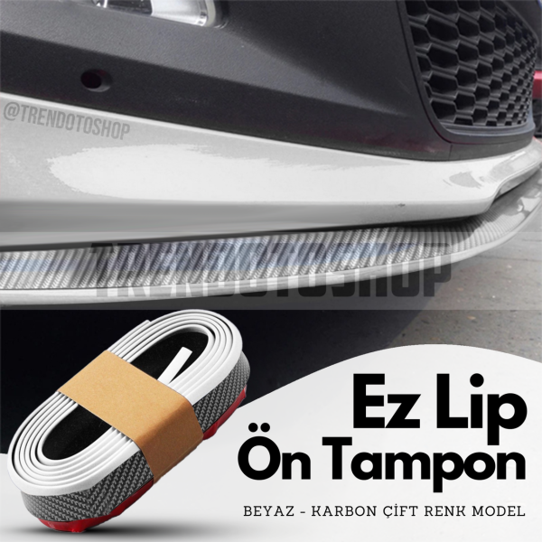 Beyaz Renk Karbon Desenli Ön Tampon Eki Ez Lip