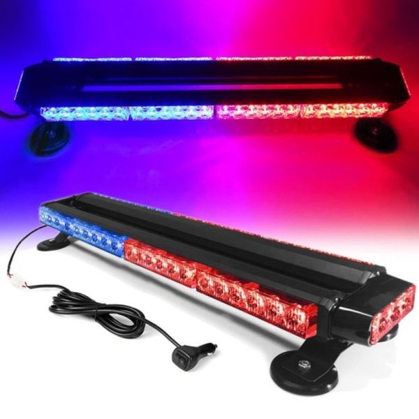 4 Yönlü 30 Ledli Kırmızı Mavi Acil Durum İkaz Lambası 27 Modlu 38 CM