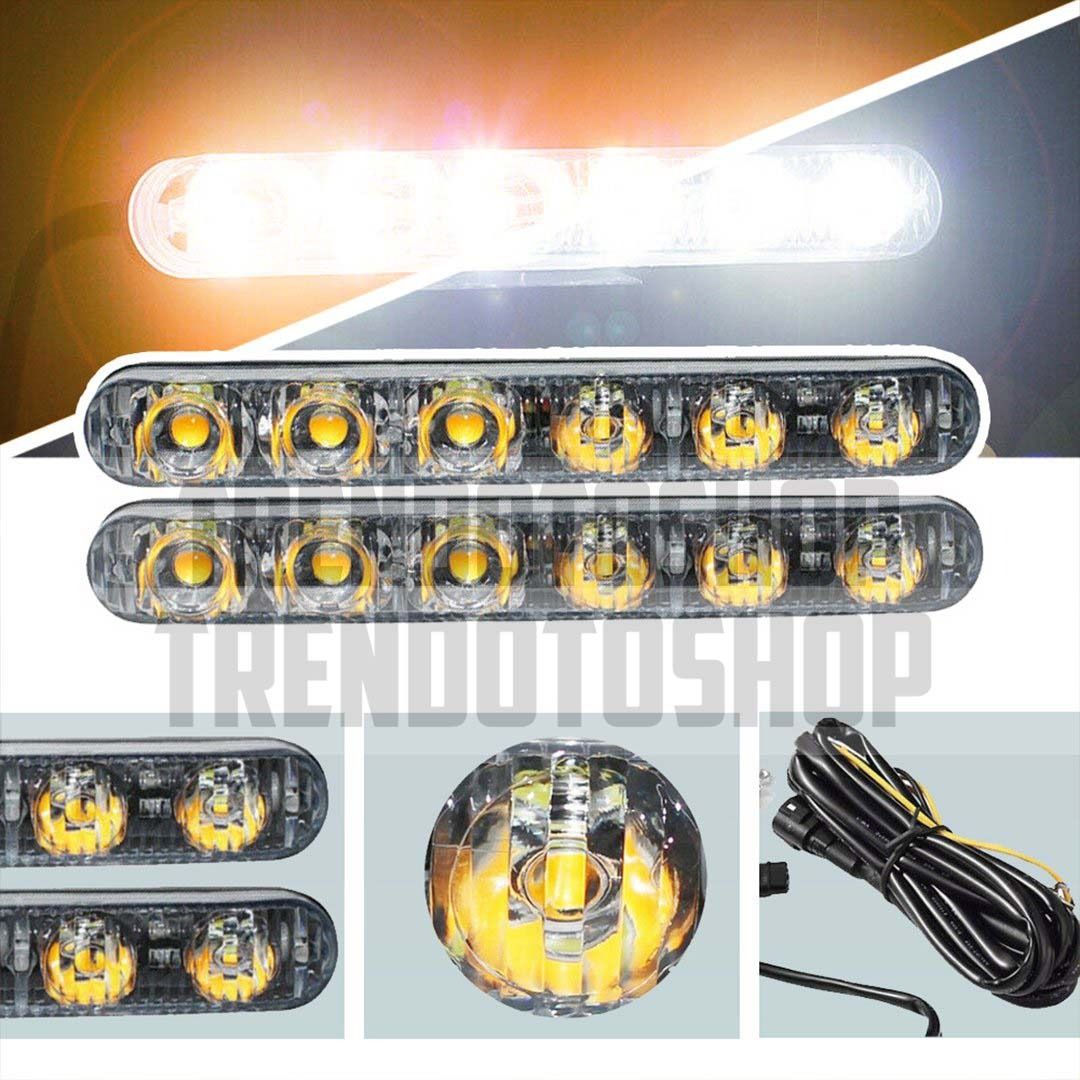 6 Ledli Gündüz Farı Çift Renk Turuncu Beyaz 18W