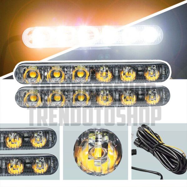 6 Ledli Gündüz Farı Çift Renk Turuncu Beyaz 18W