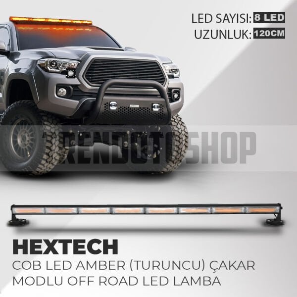 Hextech 80W Turuncu 120cm 17 Farklı Yanış Modlu 8 COB LED Off Road Led Lamba