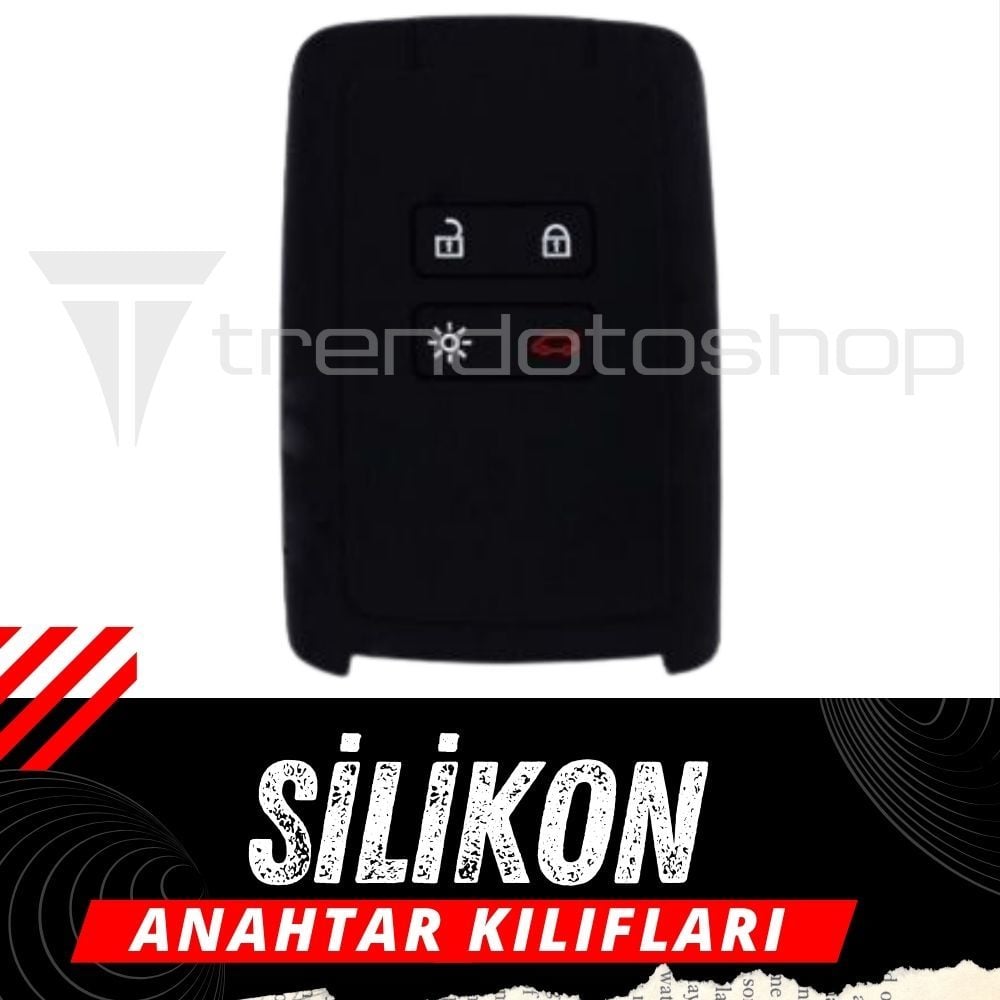 Renault Megane 4 Clio 5 Silikon Anahtar Kılıfı ( Siyah )