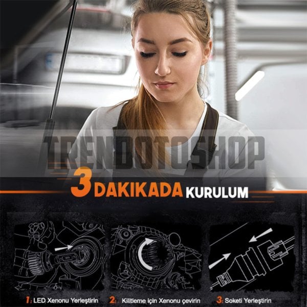 C9 Trio BuzMavi-Beyaz-Gün Işığı Led Xenon Soğutuculu Ön Far Ampulü H7