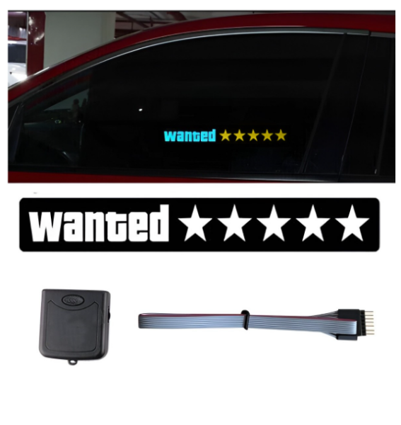 Wanted 5 Yıldızlı LED Işıklı Araba Aksesuarı SARI