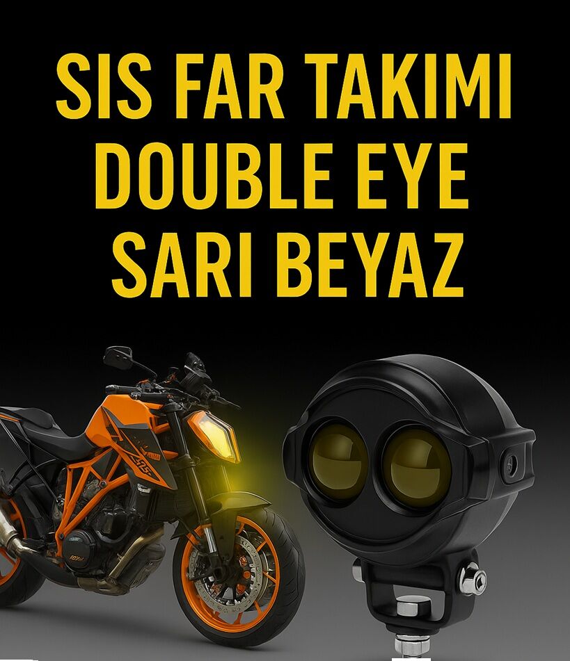 DOUBLE EYE 15,000 Lümen Sarı/Beyaz Çift Renk Motosiklet Sis Far Takımı