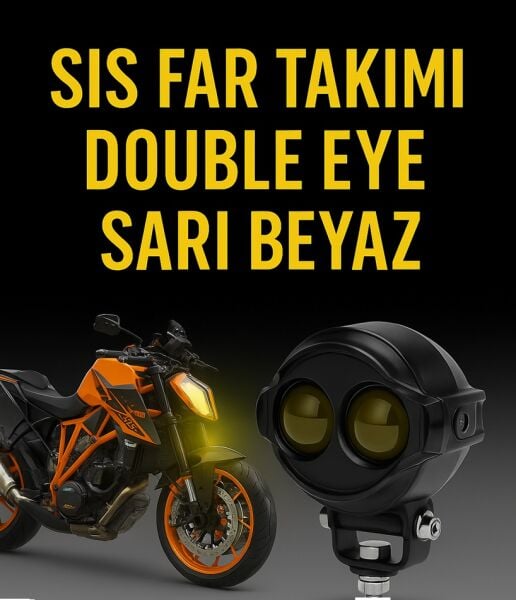 DOUBLE EYE 15,000 Lümen Sarı/Beyaz Çift Renk Motosiklet Sis Far Takımı