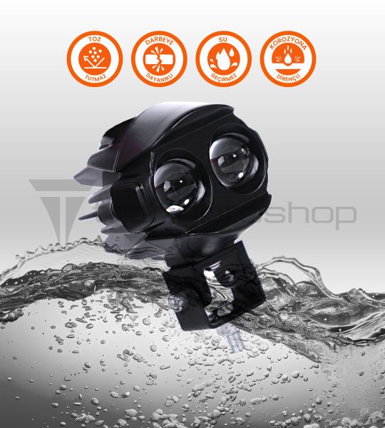 DOUBLE EYE 15,000 Lümen Sarı/Beyaz Çift Renk Motosiklet Sis Far Takımı