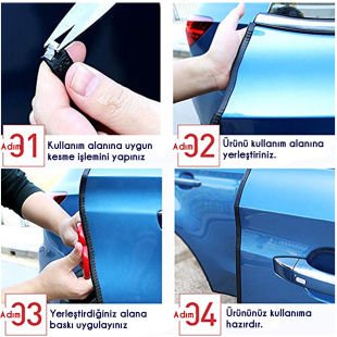 Oto Araç Kapı Koruma Fitili Parlak Gri Renk Çarpma Çizilme Önleyici Fitil