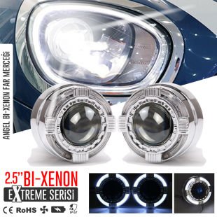 Bi-Xenon Far Merceği Yeni Jenerasyon Angel Led Extreme HD Projektör Oto Sağ Sol Mercekli Lens 2.5''