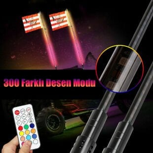 UTV ATV LED Kırbaç Anten Bayraklı Işıklı Uzaktan Kumandalı 150cm