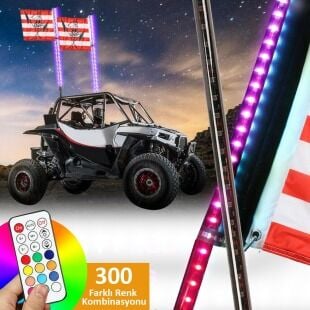 UTV ATV LED Kırbaç Anten Bayraklı Işıklı Uzaktan Kumandalı 150cm