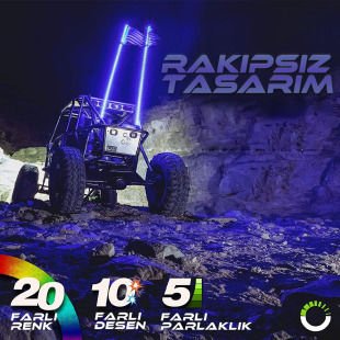 UTV ATV LED Kırbaç Spiral Kırbaç Anten Bayraklı Işıklı Uzaktan Kumandalı 120cm