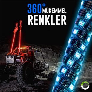 UTV ATV LED Kırbaç Spiral Kırbaç Anten Bayraklı Işıklı Uzaktan Kumandalı 120cm