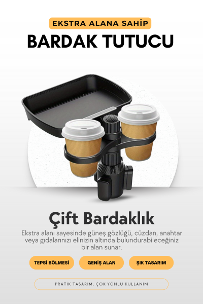 Araç Tutucu Telefon Tablet Bardak Tutucu Çok Fonksifonlu Portatif Masa Ayarlanabilir Tutucu