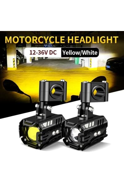 L150 High Power Motosiklet Çift Renk Sarı - Beyaz Sis Farı Takım 50w