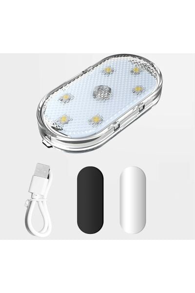 Dokunmatik Sensörlü Mini 6 Led Lamba Usb Şarj Edilebilir Ayak Altı Mıknatıslı Torpido Lambası