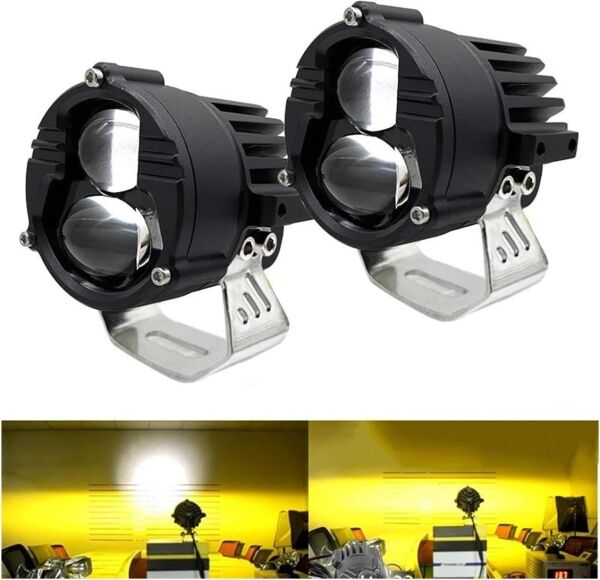 Laser Sarı Beyaz Çift Renk 100 W Motosiklet Sis Far Takımı