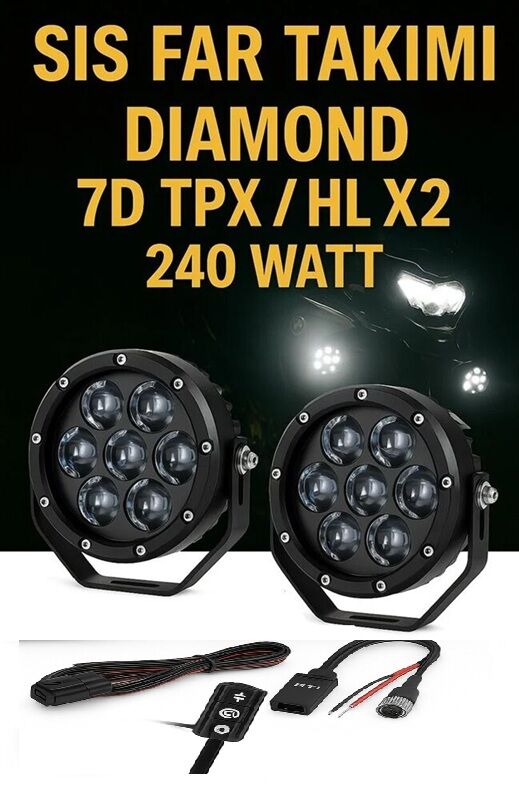 Diamond 7DTPX / HL X2 Dimmer Ayarlı 240 Watt Motorsiklet Led Sis Farı Takım