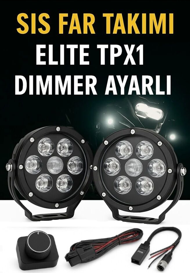 Elite TPX1 Dimmer Ayarlı CNC 140 Watt Motorsiklet Led Sis farı Takım