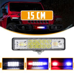 16 Led 48 Watt 15cm Off Road Led Lamba Beyaz Kımızı-Mavi Off Road Led Bar