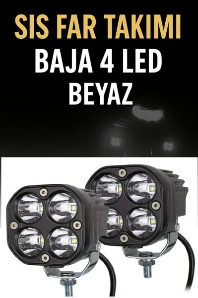 Beyaz 4 Led Baja 40W Motosiklet Sis Far Takımı