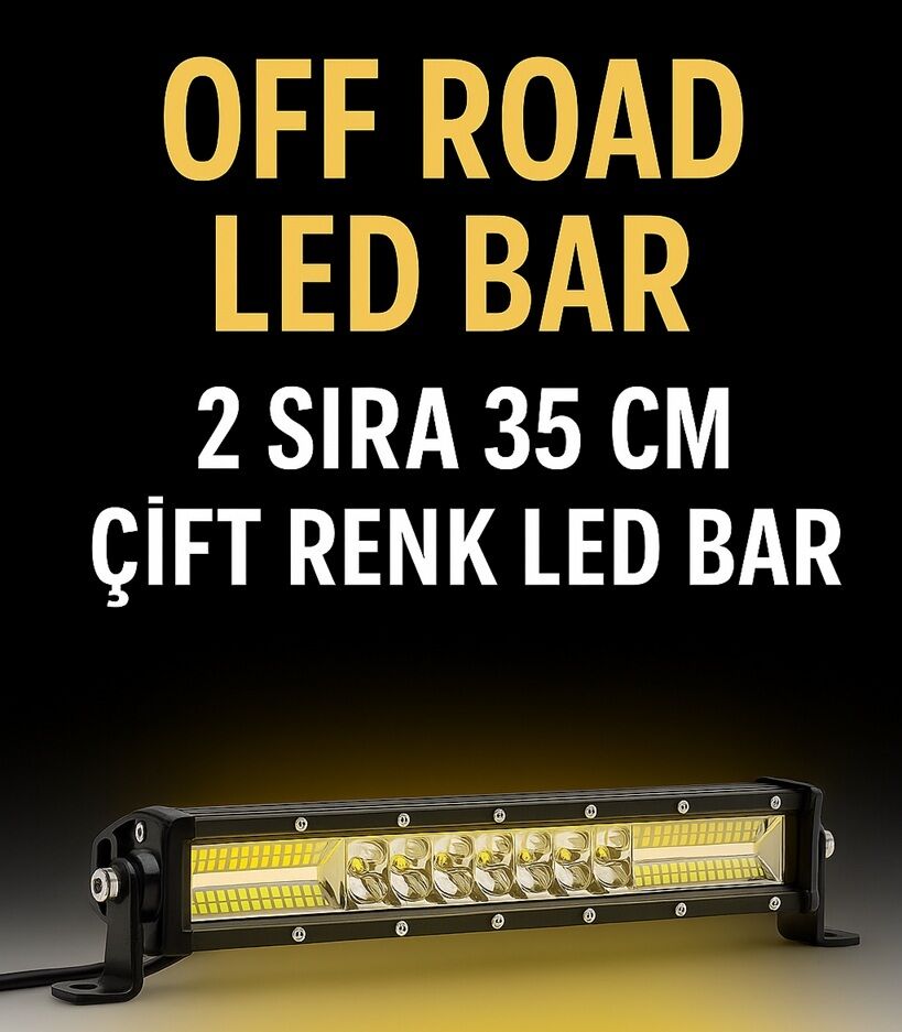 Off Road 2 Sıra Çift Renk Turuncu beyaz 35 Cm Led Bar