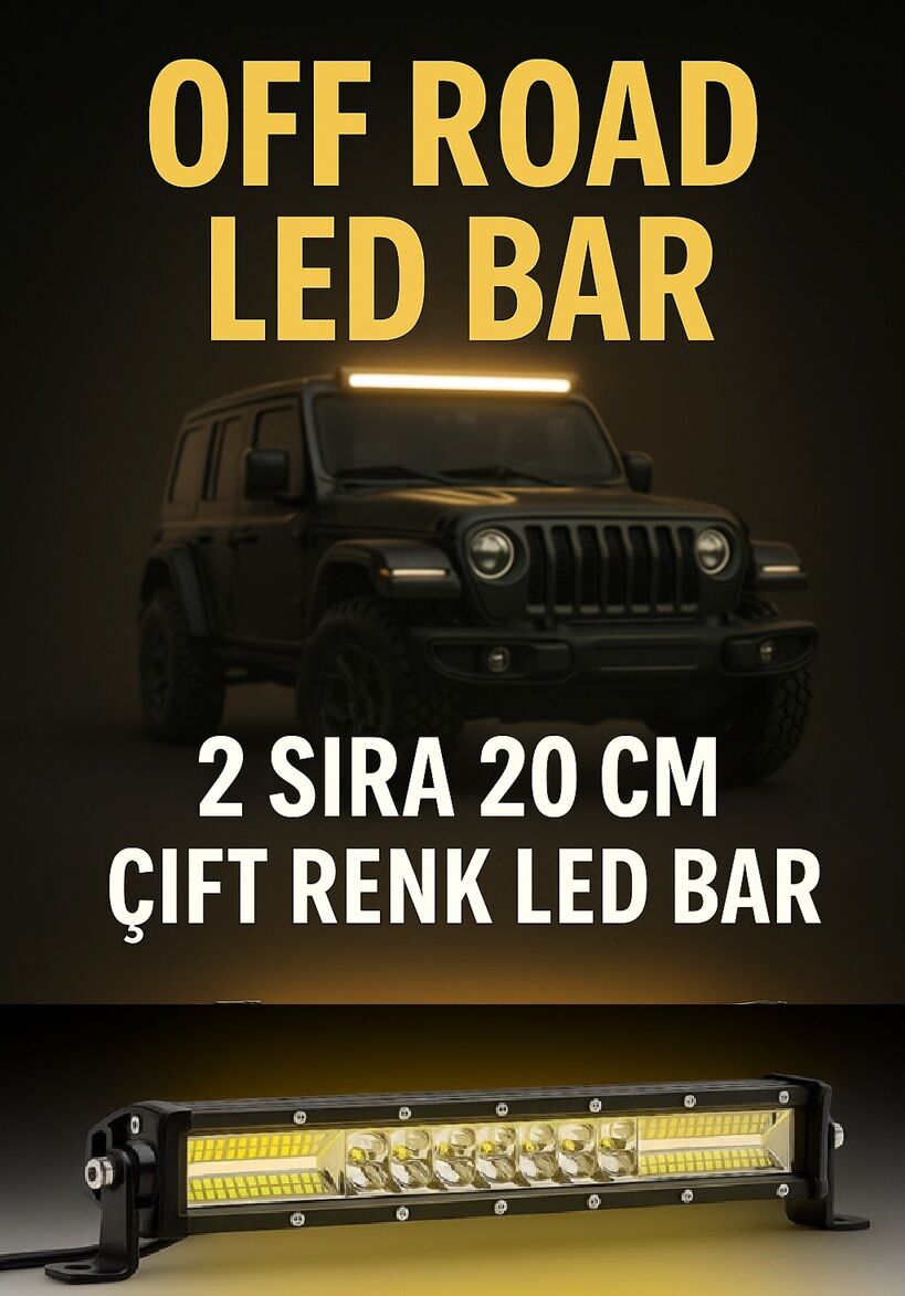Off Road 2 Sıra Çift Renk Turuncu beyaz 20 Cm Led Bar